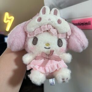 NWT Sanrio My Melody Pajama Plush Mascot Sleepover Bunny Sleeping Mask Keychain